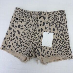 KanCan Leopard Print Denim Micro Shorts Women Small High Rise Animal Print Boho